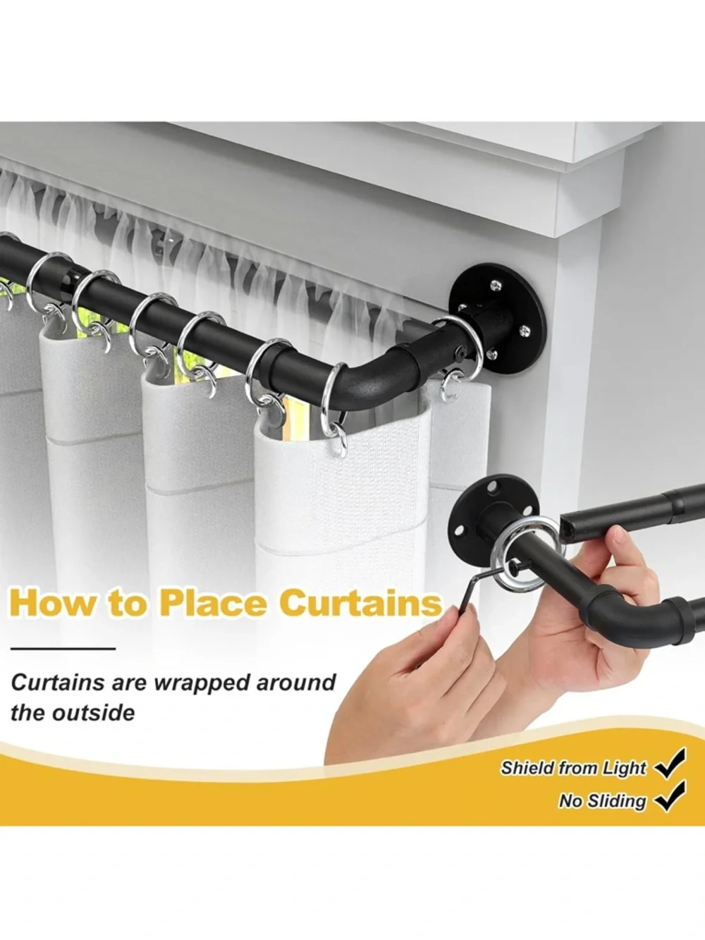Dual Black Curtain Rod